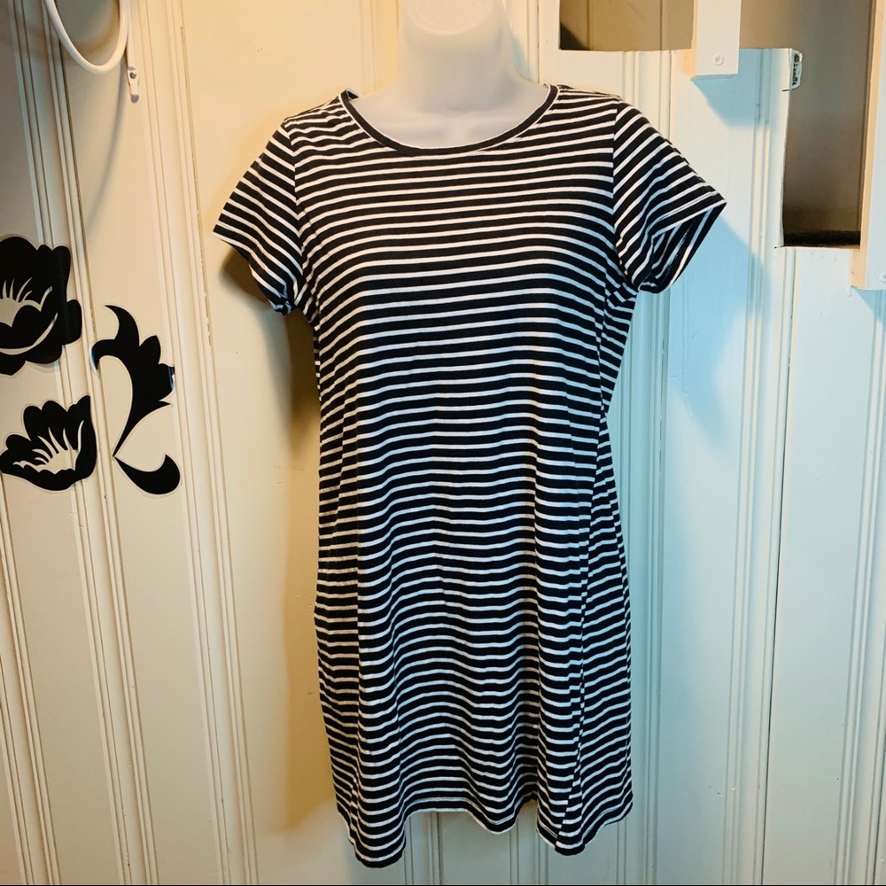 Forever 21 black stripe body con mini dress L